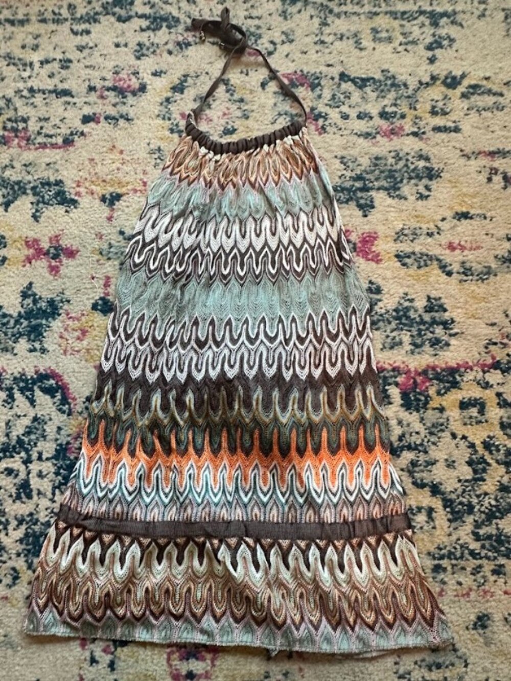 Missoni Multicolor Wave-Pattern Halter Tank Top — Green, White, Orange, Gray - Picture 3 of 11